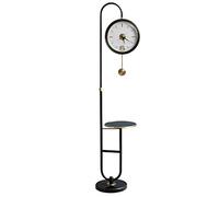 FUHAI-666 Reloj de tribuna de Suelo Reloj de pie Moderno, decoración del hogar chapada en Oro con Cesta de Almacenamiento, Reloj de pie Vertical con botellero. Reloj de salón