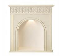 FUHAI-666 Revestimiento de Estufa de Chimenea eléctrica Chimenea arqueada Moderna con repisa de Chimenea Decorativa iluminación LED(Beige,Grande)