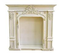 FUHAI-666 Revestimiento de Estufa de Chimenea eléctrica Chimenea campestre Francesa Adornada de MDF Blanco Envejecido, repisa Envolvente Vintage