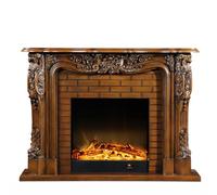 FUHAI-666 Revestimiento de Estufa de Chimenea eléctrica Chimenea eléctrica Tallada Adornada, Acabado Antiguo Europeo, sin calefacción(A)