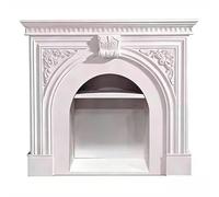 FUHAI-666 Revestimiento de Estufa de Chimenea eléctrica Estante Decorativo Envolvente de repisa Chimenea arqueada Estilo francés Madera Maciza Blanca