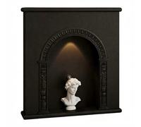 FUHAI-666 Revestimiento de Estufa de Chimenea eléctrica Estante Decorativo for repisa de Chimenea, gabinete Envolvente arqueada Vintage(Negro,Medio)