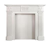 FUHAI-666 Revestimiento de Estufa de Chimenea eléctrica Marco Decorativo Adornado Tradicional Envolvente de Chimenea Madera Abedul Blanco(Pequeño)