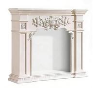 FUHAI-666 Revestimiento de Estufa de Chimenea eléctrica Repisa de Chimenea Floral Tallada con Base Madera Maciza Envolvente Decorativa for(Blanco,Pequeño)