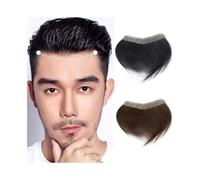 FUHAI-666 Tupé de Hombre Prótesis capilar for Hombre de 16 x 2 cm, peluquín de Cabello Humano con Base de PU Fina, Parche for la Frente Pelucas De Pelo Peluquín(Natural Black)