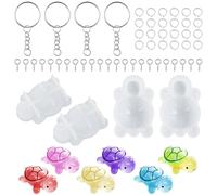 Fuhesgu 8 Pcs Molde Silicona Tortugas Llavero Tortuga Resina Molde Llavero Resina Epoxi Llavero Manualidades Regalo Niños 20 Llaveros con Cadena 100 Anillos de Salto 100 Pasadores de Ojo de Tornillo