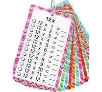 Fuhesgu Tarjetas Tablas de Multiplicar 12 Fichas Tablas de Multiplicar para Niños Plastificadas con 2 Bolígrafos y 2 Anillos, Regalo Educativo para Aprender Tablas de Multiplicar, en Casa/Escuela
