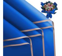 FUHITIM 20 hojas de papel de regalo de flores, papel de embalaje de regalo floral impermeable para manualidades, suministros de floristería, papel de embalaje para boda, regalo de cumpleaños (azul