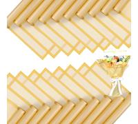 FUHITIM 20 hojas de papel de regalo de flores, papel de embalaje de regalo floral impermeable para manualidades, suministros de floristería, papel de embalaje para boda, regalo de cumpleaños (dorado