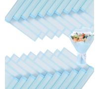 FUHITIM 20 hojas de papel de regalo de flores, papel de embalaje de regalo floral impermeable para manualidades, suministros de floristería, papel de embalaje para regalo de boda y cumpleaños (azul