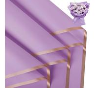 FUHITIM 20 hojas de papel de regalo de flores, papel de embalaje de regalo floral impermeable para manualidades, suministros de floristería, papel de embalaje para boda, regalo de cumpleaños (morado