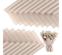 FUHITIM 20 hojas de papel de regalo de flores, papel de regalo de ramo floral impermeable, suministros de floristería, papel de embalaje para boda, regalo de cumpleaños, bricolaje (caqui)