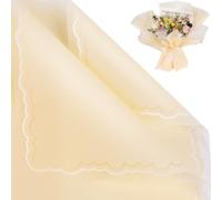FUHITIM 20 hojas de papel de regalo de flores, papel de regalo de ramo floral impermeable, suministros de floristería, papel de embalaje para boda, regalo de cumpleaños, bricolaje (amarillo claro)