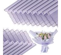 FUHITIM 20 hojas de papel de regalo de flores, papel de regalo impermeable para ramo floral, suministros de floristería, papel de embalaje para boda, regalo de cumpleaños, bricolaje (morado lavanda)