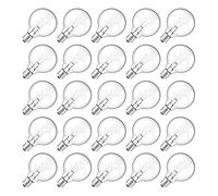 Fuhjythy 25 Piezas G40 Bombillas de Repuesto E12 Candelabro Base de Tornillo Bombillas LED de Globo para Interior Exterior Cadena de Luces CáLido