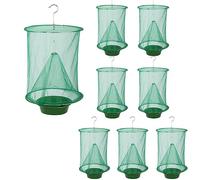 Fuhjythy 8 Piezas Trampas para Moscas de - Trampas para Moscas Reutilizables con Bandeja de Cebo para Colgar en Interiores Al Aire Libre, Jaula Estable para Atrapamoscas de Caballos