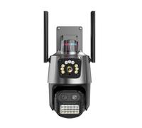 Fuhjythy CáMara PTZ para Exteriores 9MP 4K HD Zoom HíBrido 8X Lente Triple Pantalla Dual WiFi CáMara IP Alarma Vigilancia CCTV Enchufe Europeo