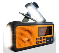 Fuhjythy DAB373BT - Radio de manivela + radio FM BT de emergencia con batería de 5000 mAh solar con reloj despertador, uso de emergencia