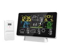 Fuhjythy EstacióN MeteorolóGica LCD TermóMetro Digital InaláMbrico TermóMetro Interior/Exterior HigróMetro con Sensor InaláMbrico para Exteriores Enchufe Europeo