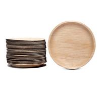 Fuhjythy Platos de Hoja de Palma Desechables, Biodegradables y Compostables Resistentes, Aptos para Microondas y Horno (Platos Redondos de 20, 8 Pulgadas)