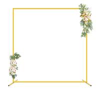 FUHSY Arco de boda dorado 2m cuadrado arco metal fondo globo arcos boda ceremonia fiesta fondo soporte cumpleaños decoración jardín