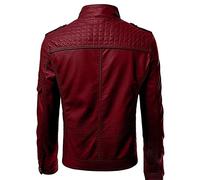 FUHU-SJZ Chaqueta De Imitación De Cuero, Chaqueta para Hombre Acanalada Algodón De Transición Cazadora Moda Casual Chaqueta De Invierno para Hombre Acolchada (Color : Red, Size : XXL)
