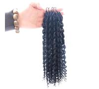 FUIBEJAE #1B Color Natural Ondulado Profundo Rizado Pluma Trenza de Ganchillo Extensiones de Cabello Humano Sin Nudos Pre-separadas Trenzas de Ganchillo Cabello Virgen para Trenzar,18inch