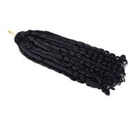FUIBEJAE #1B Pissy-Dos Rizado Pluma Trenza de Crochet Extensiones de Cabello Humano Sin Nudos Pre Separadas Trenza de Crochet Virgin Cabello Trenzado Trenzas Invisibles Paquetes 100G,20inch