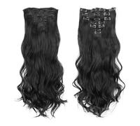 FUIBEJAE 7 piezas clip en extensiones de cabello pelucas de cabello largo y ondulado pieza de cabello rizado suave para mujeres extensiones de cabello rizado para peluca de fiesta,1b 28 inch