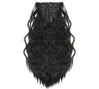 FUIBEJAE 7 piezas clip en extensiones de cabello pelucas de cabello ondulado ondulado de agua pieza de cabello rizado suave para mujeres extensiones de cabello rizado para peluca,1b 28inch