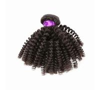 FUIBEJAE 8A Afro Rizado Kinky 3 Paquetes con Cierre de Encaje 4X4 No Procesado Paquetes de Cabello Humano Brasileño de Doble Trama Extensiones de Cabello Corto Rizado Cabeza,22inch/1bundle