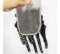 FUIBEJAE 8A Afro Rizado Kinky 3 Paquetes con Cierre de Encaje 4X4 No Procesado Paquetes de Cabello Humano Brasileño de Doble Trama Extensiones de Cabello Corto Rizado Cabeza,16inch/4 * 4closure