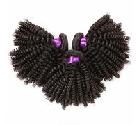 FUIBEJAE 8A Afro Rizado Kinky 3 Paquetes con Cierre de Encaje 4X4 No Procesado Paquetes de Cabello Humano Brasileño de Doble Trama Extensiones de Cabello Corto Rizado Cabeza,28 28 28+20closure