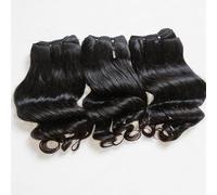FUIBEJAE 8A Cabello Brasileño 3 Paquetes Medio Onda Marina Rizado Cabello Humano Doble Selección Paquetes Cortos Rizados Brasileño Sin Procesar Cabeza Completa Color Natural,18inch/3bundles
