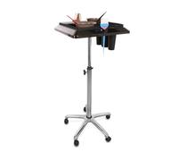 FUIBEJAE Bandeja rodante de salón con ruedas y altura ajustable, estación de salón con soporte para estilista y separador de cabello, de servicio de spa, uso en tatuajes y dental,Plata