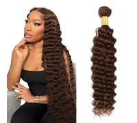 FUIBEJAE Cabello Brasileño 1 Paquete Rizado Doble Selección Extensiones de Cabello Humano Chocolate Marrón Rizado Profundo No Procesado Para Toda la Cabeza,20inch