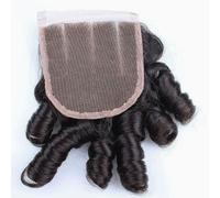 FUIBEJAE Cabello Brasileño 3 Paquetes Rizado de Primavera Doble Selección Cabello Humano Paquetes Rizado Corto Tejido Extensiones de Cabello Humano Brasileño No Procesado Cabeza,16inch/4 * 4closure
