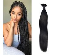 FUIBEJAE Cabello Humano Liso de Color Natural para Trenzas Boho, Cabello Humano para Trenzar, Cabello Virgen Brasileño Liso a Granel para Trenzar, 1 Paquete,14inch
