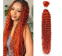 FUIBEJAE Cabello Humano para Trenzar en Trenzas Boho, Cabello Humano Ginger Deep Wave en Rollo para Trenzar, Sin Cinta, Extensiones de Cabello para Trenzas Boho Sin Nudos,1bundle,14inch