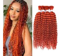 FUIBEJAE Cabello Humano para Trenzar en Trenzas Boho, Cabello Humano Ginger Deep Wave en Rollo para Trenzar, Sin Cinta, Extensiones de Cabello para Trenzas Boho Sin Nudos,4bundles,28inch