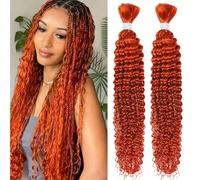 FUIBEJAE Cabello Humano para Trenzar en Trenzas Boho, Cabello Humano Ginger Deep Wave en Rollo para Trenzar, Sin Cinta, Extensiones de Cabello para Trenzas Boho Sin Nudos,2bundles,22inch