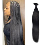 FUIBEJAE Cabello Humano para Trenzar Estilo Boho Color Natural Cabello Liso a Granel para Trenzar Sin Cinta Paquetes Largos Extensiones de Cabello para Trenzas Boho Sin Nudos,18inch