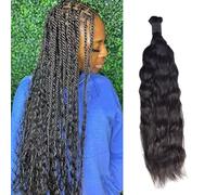 FUIBEJAE Cabello humano rizado con ondas de color natural para trenzas boho, cabello humano para trenzar, ondulado y mojado, a granel para trenzar, 1 paquete/1 mechón (1B#),26inch