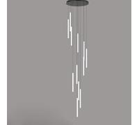 FUIBEJAE Candelabros Largos Modernos para techos Altos Entrada remota Casa de Campo Negro Regulable LED Foyer Candelabro Lámpara Colgante Lineal de luz Colgante para Escalera Salón Salón,12 Lights