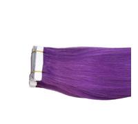 FUIBEJAE Cinta en extensiones de cabello humano púrpura sedoso recto Cinta adhesiva en cabello humano Remy cinta adhesiva para mujeres 20 piezas 50G,24inch