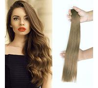 FUIBEJAE Cinta en extensiones de cabello humano Trama recta sedosa Extensión de cabello Remy real # 12 Extensión de cabello sin costuras para mujeres,20pcs,28”