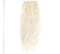 FUIBEJAE Clip en extensiones de cabello para mujeres, pelucas de cabello ondulado ondulado de agua larga pieza de cabello rizado suave para cosplay, 4 piezas 11Clips,60 pure white 24inch