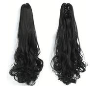FUIBEJAE Extensión de cola de caballo Garra ondulada rizada clip en postizo Extensiones de cabello de cola de caballo cola de caballo larga sintética para mujeres de uso diario,1b 20 inch