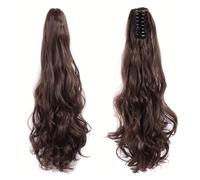 FUIBEJAE Extensión de cola de caballo Garra ondulada rizada clip en postizo Extensiones de cabello de cola de caballo cola de caballo larga sintética para mujeres de uso diario,4# 20 inch