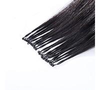 FUIBEJAE Extensiones de cabello 8D Real Remy Nano Loop Extensiones de cabello negras lisas, 50 mechas de cabello humano virgen sin procesar para mujeres y niñas, 50G,B,20inch(50cm)